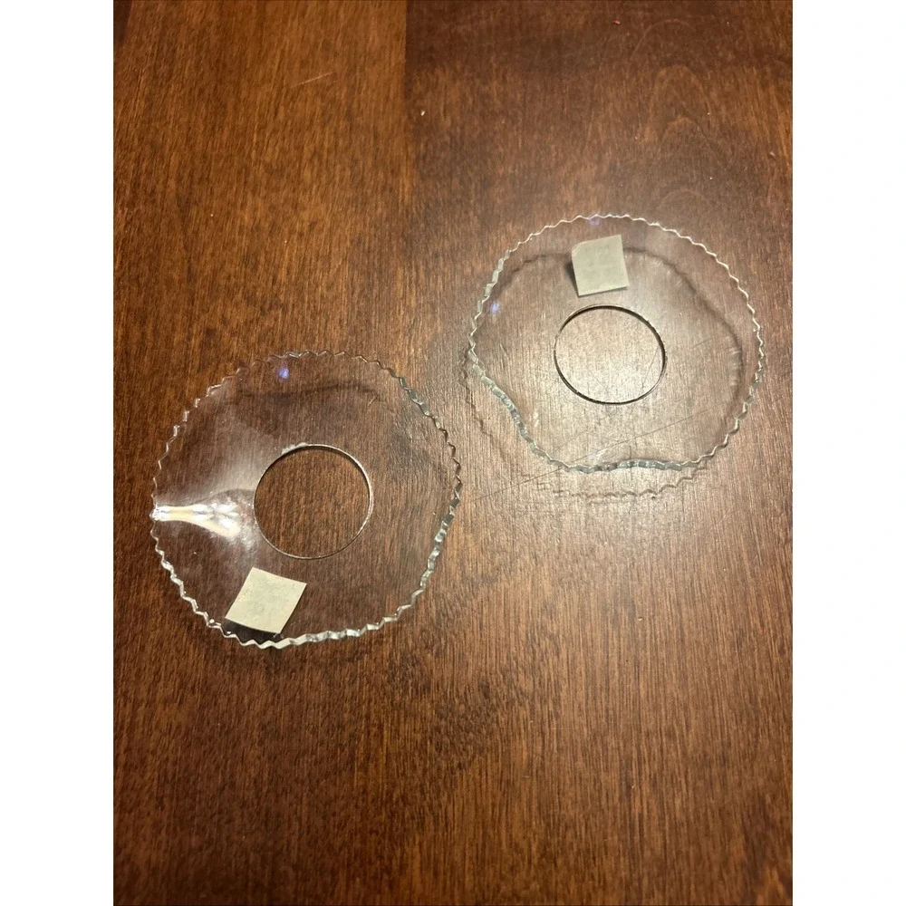 Pair Of Vintage Clear Glass Bobeches Candle Wax Collar Drip Catcher 2.5
